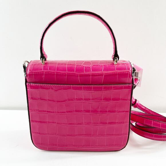 Kate Spade Staci Croc Embossed Mini Top Handle Crossbody Bag Purse Pink - Picture 5 of 9
